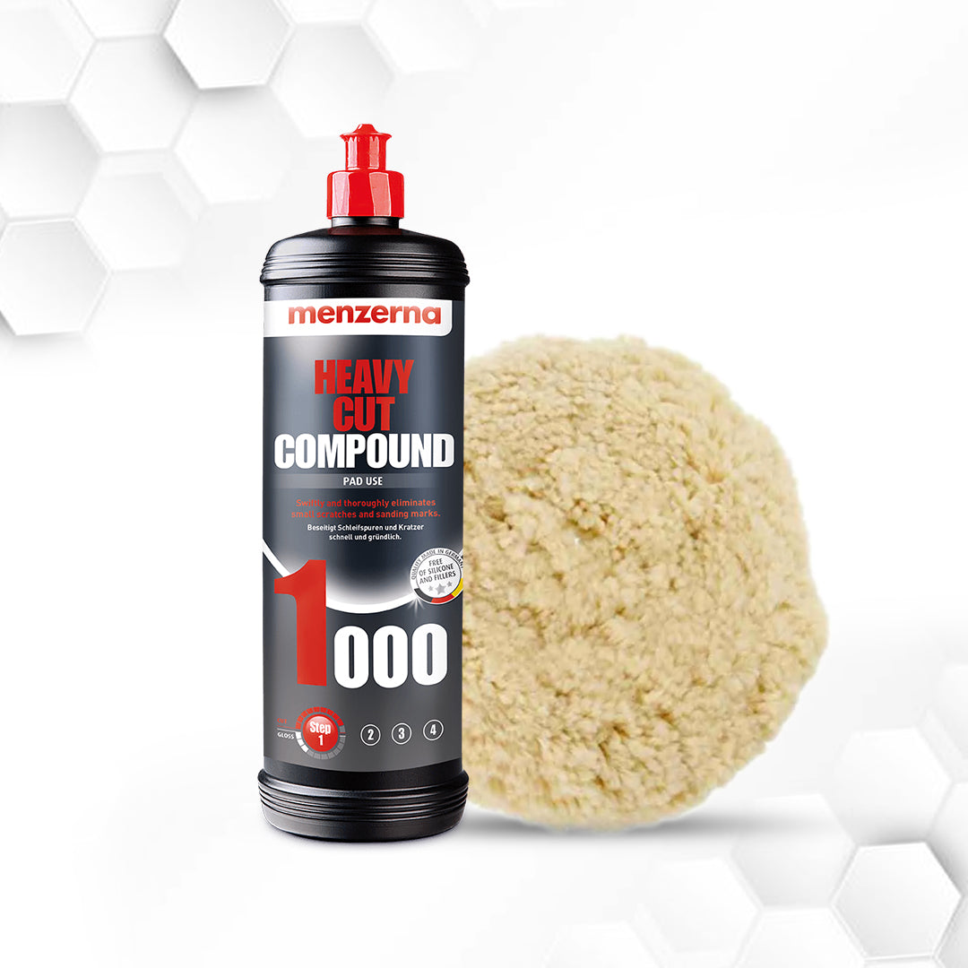 Menzerna 1000 Heavy  Cut Compund With Rotary wool pad 8"