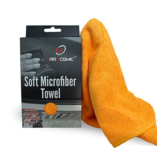 DETAIL GLAM Car Cosmic Microfiber Cloth - 40x40 cm - 360 GSM Orange Color Streak-Free Multipurpose Cloths
