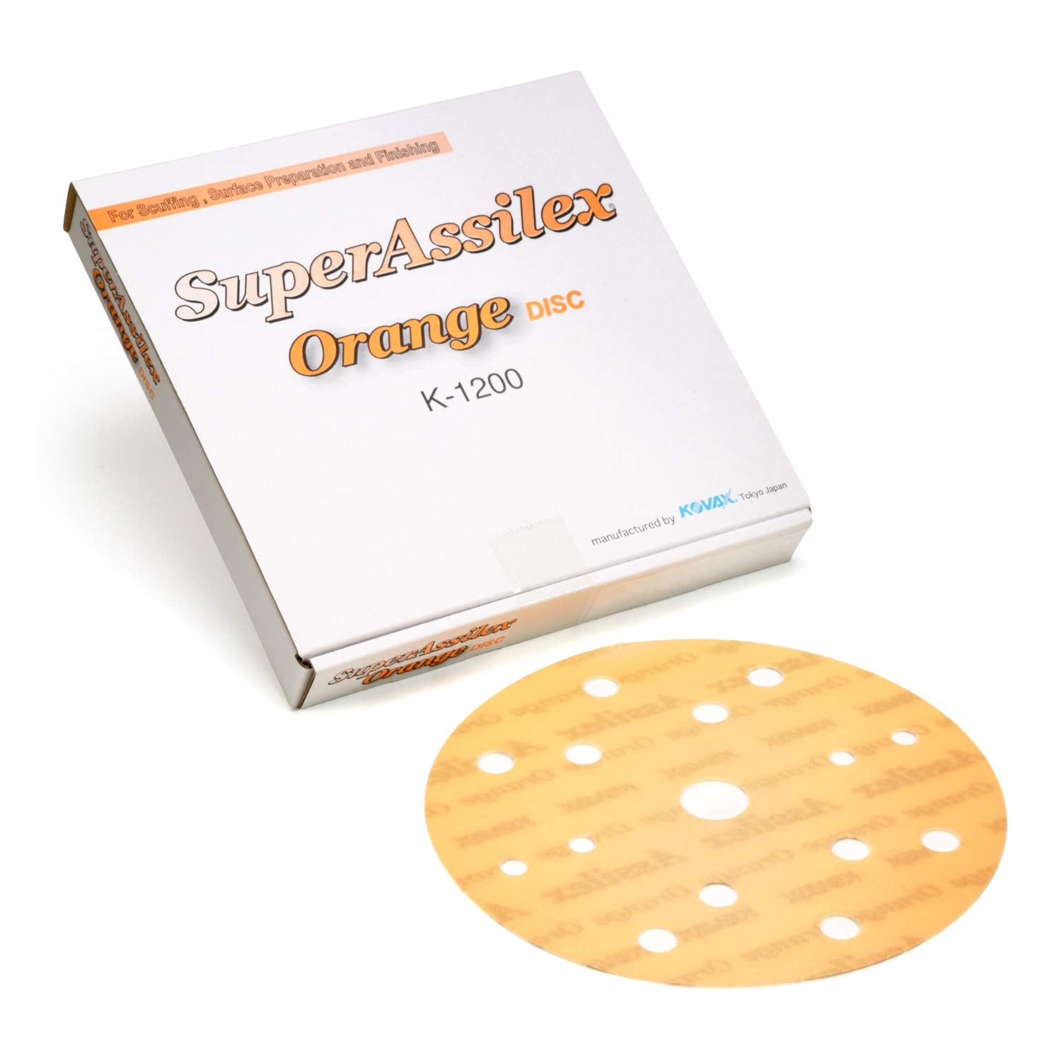 Kovax Super Assilex Flexible 6 inch Sanding Disc With Holes Orange K-1200 (Pack of 25 / Pack of 12)