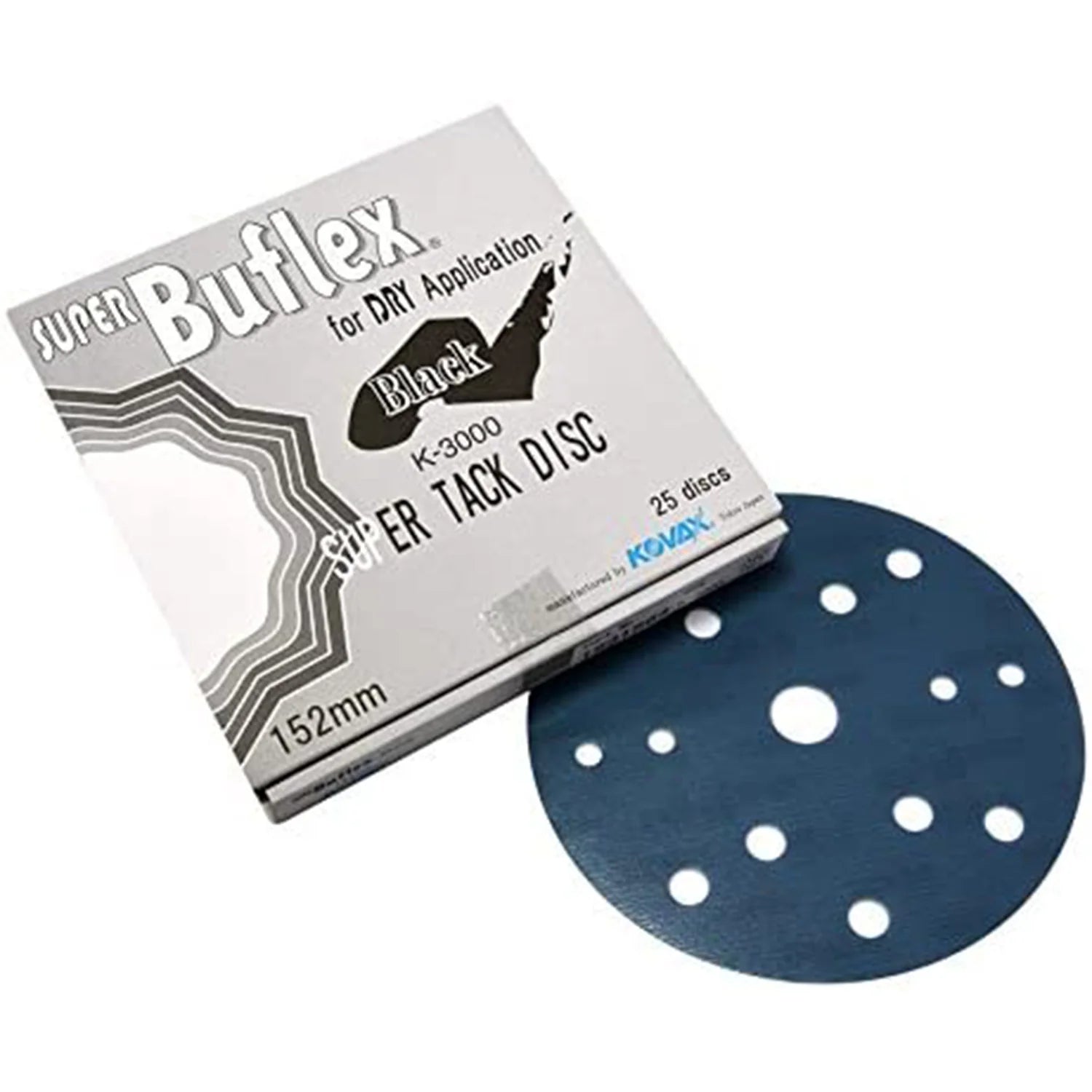 Kovax Super Buflex Flexible 6 inch Sanding Disc With Holes Black K-3000 (Pack of 25 / Pack of 12)