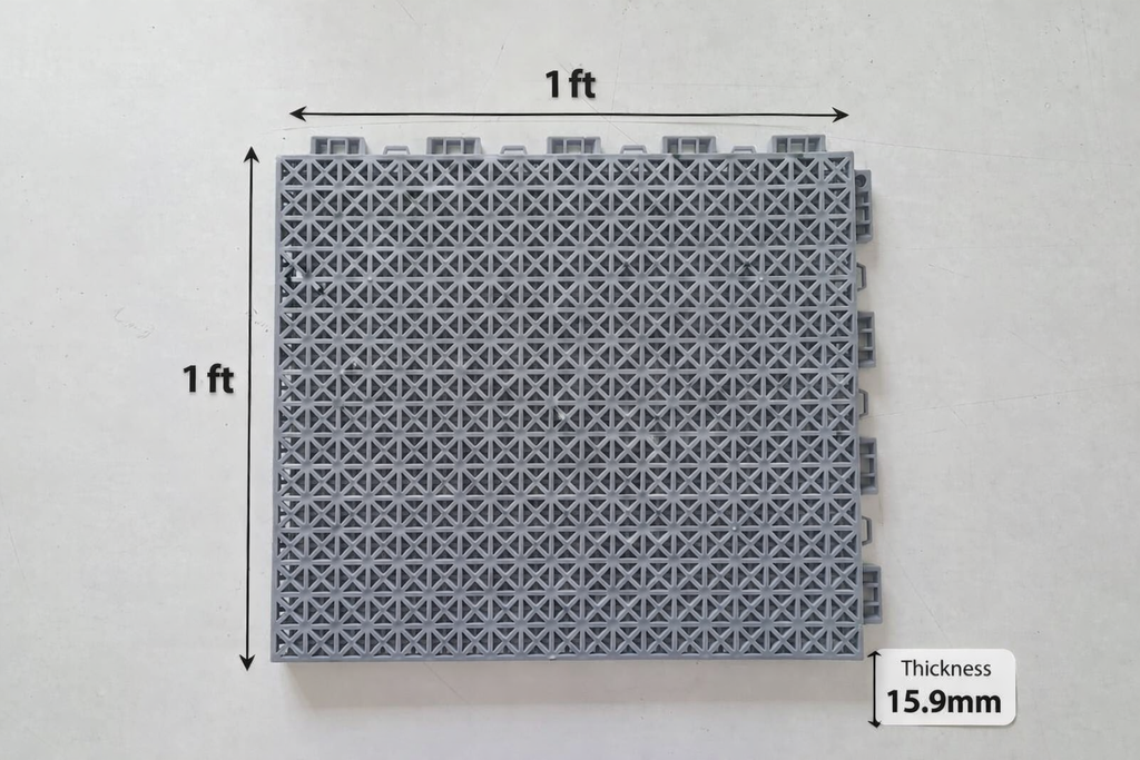 Heavy Duty Interlocking Plastic Floor Tiles for Car Detailing Studio ( 1ft x 1ft ) T (15.9mm)