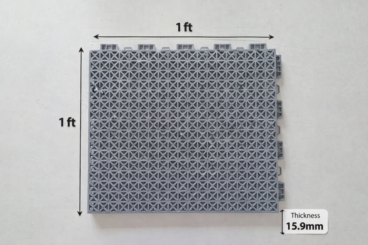 Heavy Duty Interlocking Plastic Floor Tiles for Car Detailing Studio ( 1ft x 1ft ) T (15.9mm)