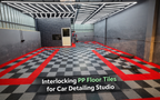 Heavy Duty Interlocking Plastic Floor Tiles for Car Detailing Studio ( 1ft x 1ft ) T (15.9mm)