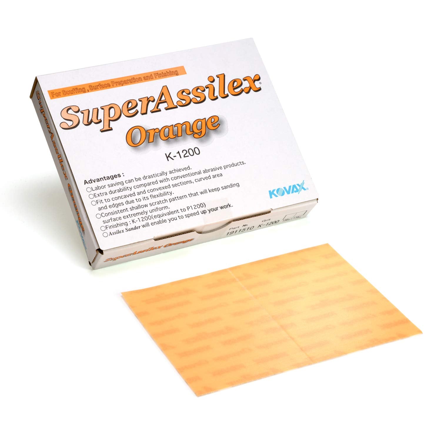 Kovax Super Assilex Flexible Sanding Sheets Orange K-1200 (Pack of 25 / Pack of 12)