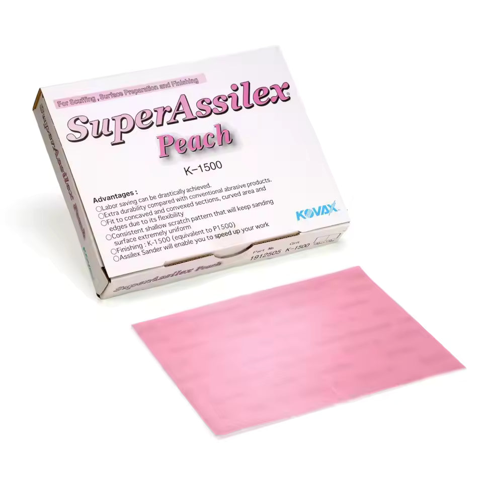 Kovax Super Assilex Flexible Sanding Sheets Pink K-1500 (Pack of 25 / Pack of 12)