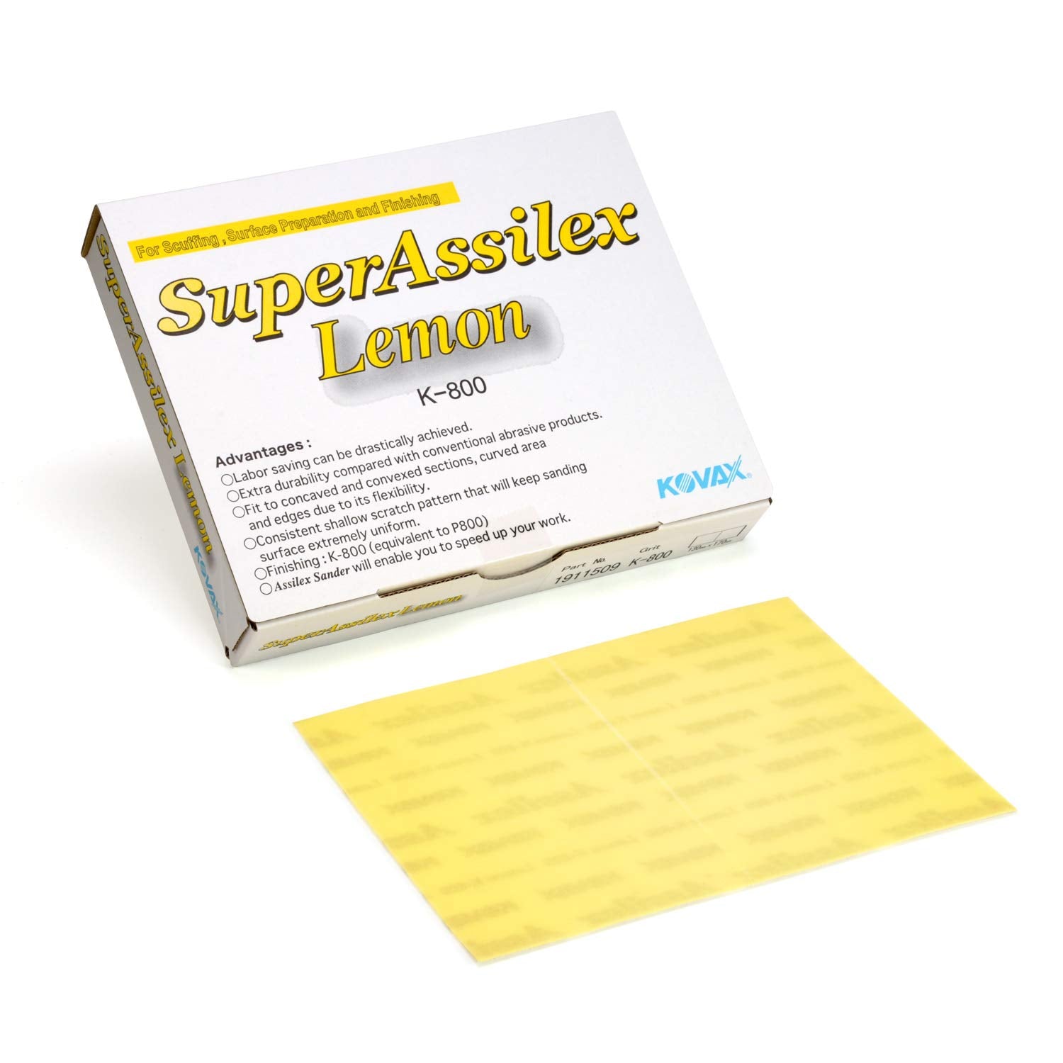Kovax Super Assilex Flexible Sanding Sheets Lemon K-800 (Pack of 25 / Pack of 12)