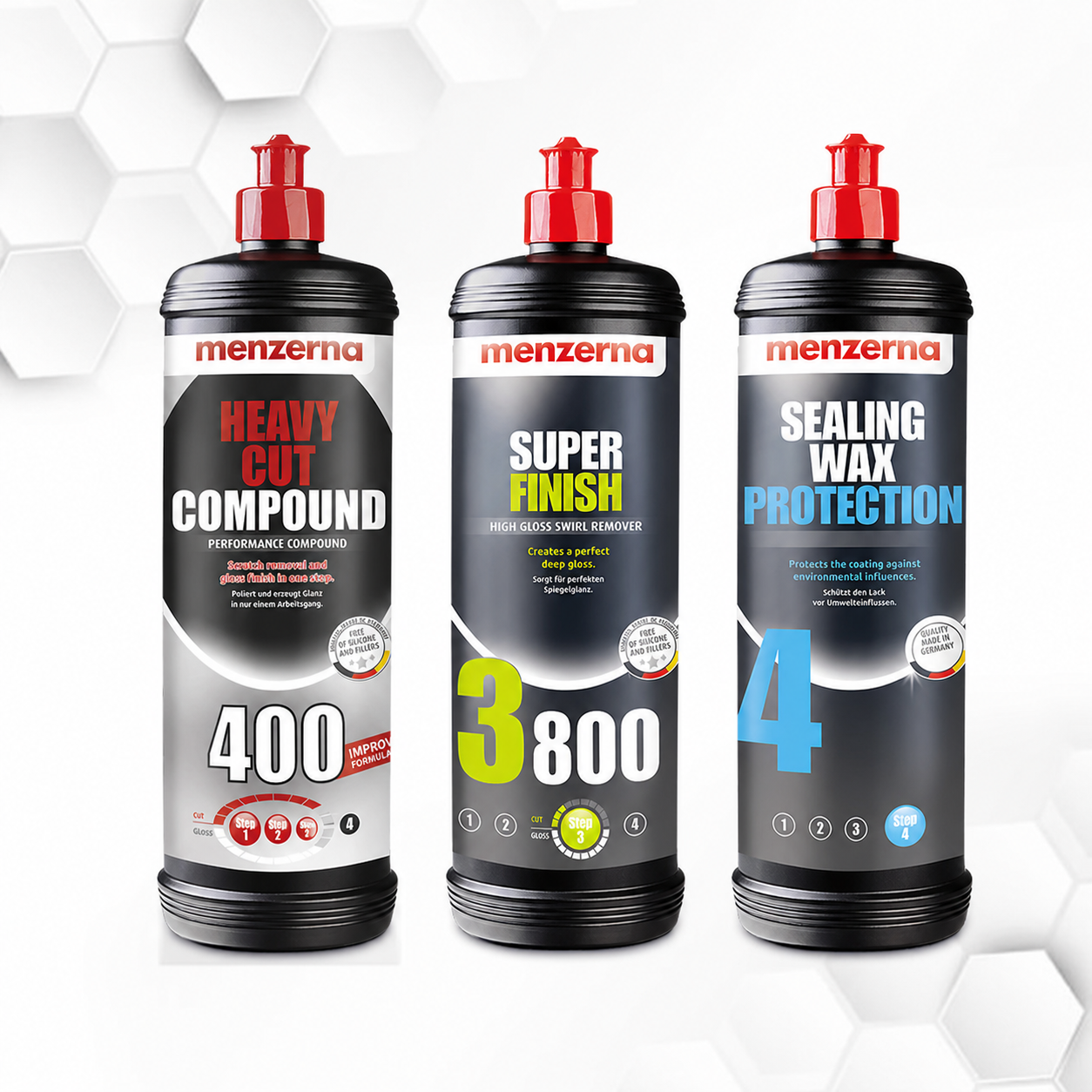 Menzerna Heavy cut 400 With Menzerna 3800 Super finish And Menzerna SW Protection Compound