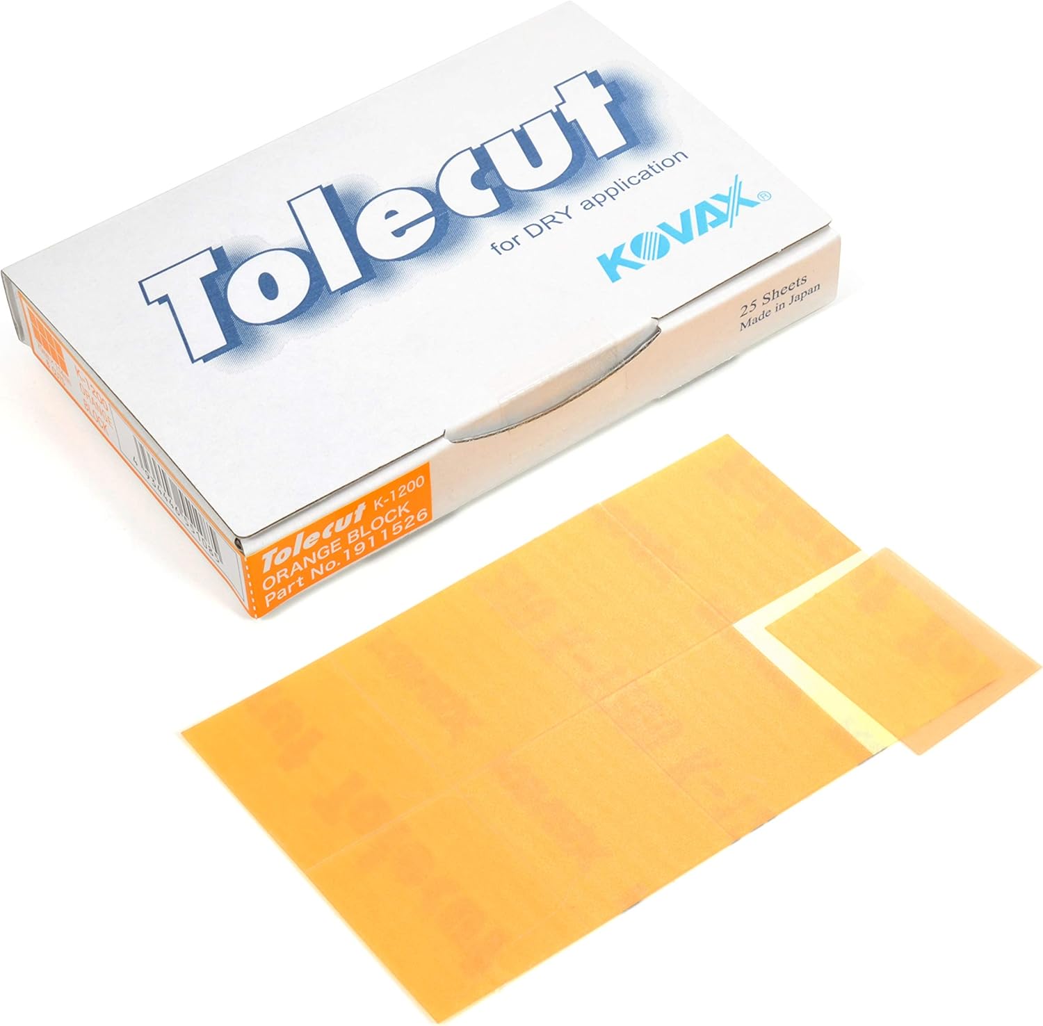 Kovax Tolecut 8 Cut Block Dry Sanding Sheets, Orange K-1200 (Pack of 25)