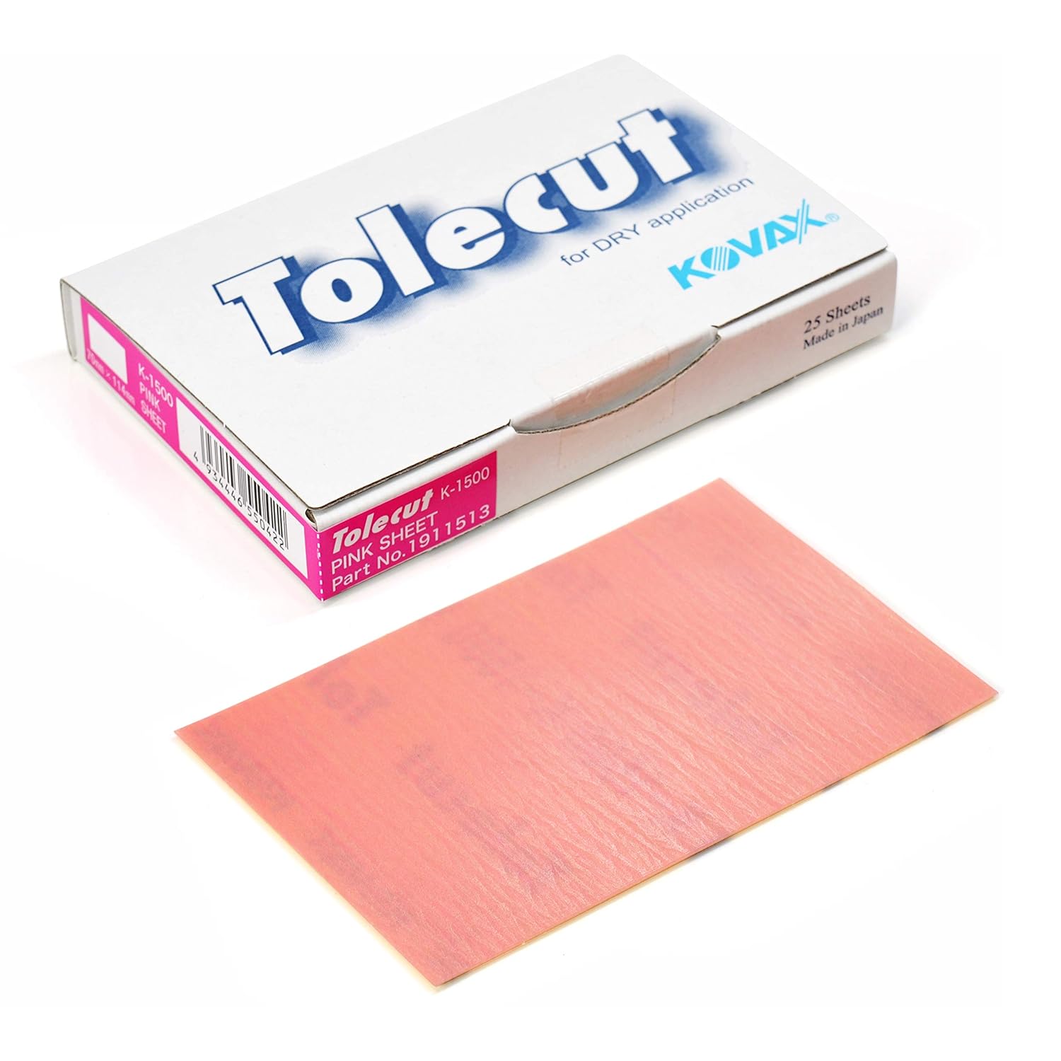 Kovax Tolecut 8 Cut Block Dry Sanding Sheets, Pink K-1500 (Pack of 25)