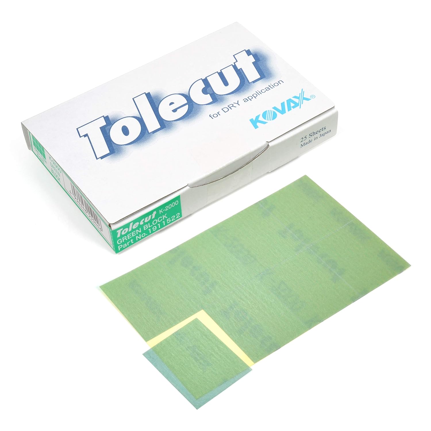 Kovax Tolecut 8 Cut Block Dry Sanding Sheets, Green K-2000 (Pack of 25)