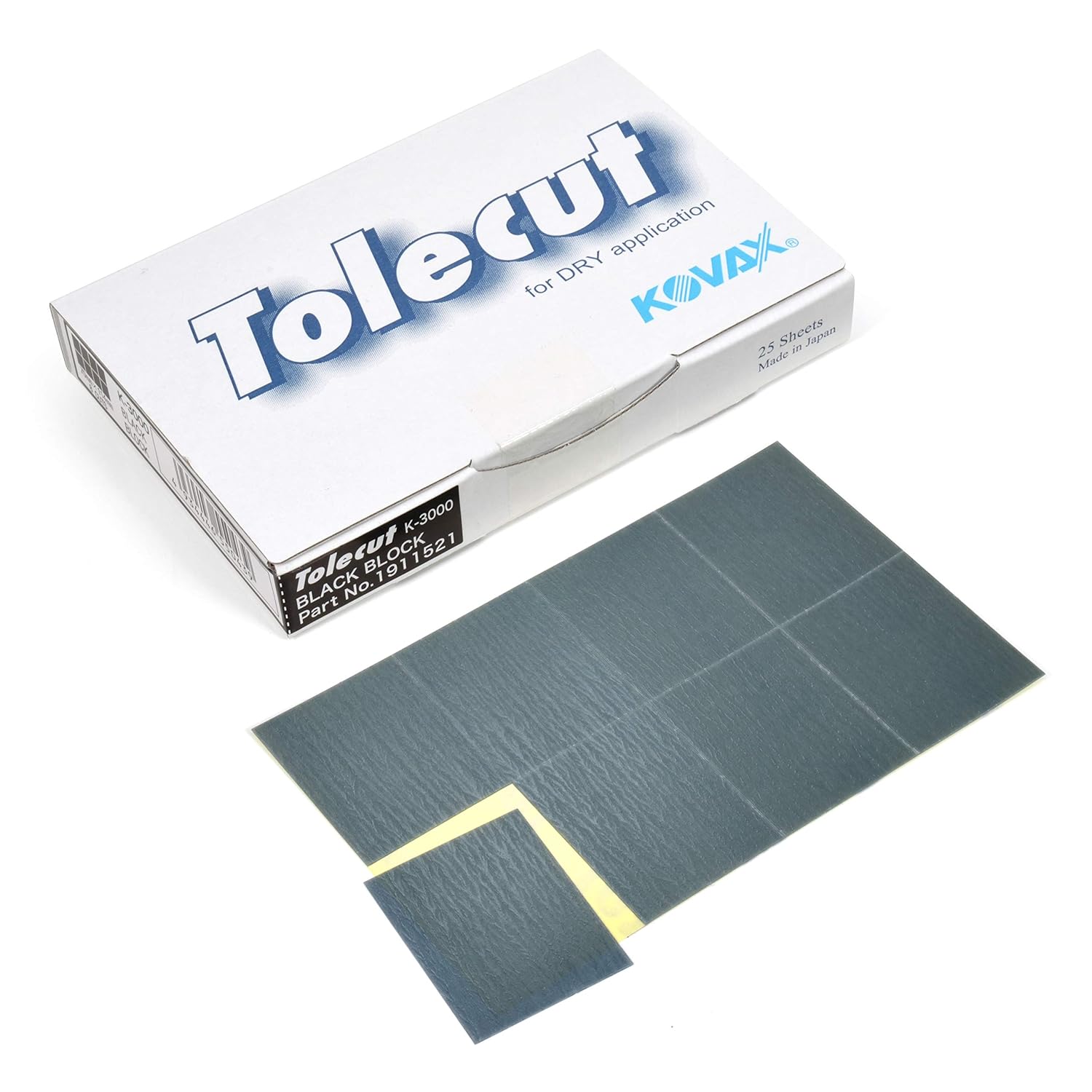 Kovax Tolecut 8 Cut Block Dry Sanding Sheets, Black K-3000 (Pack of 25)