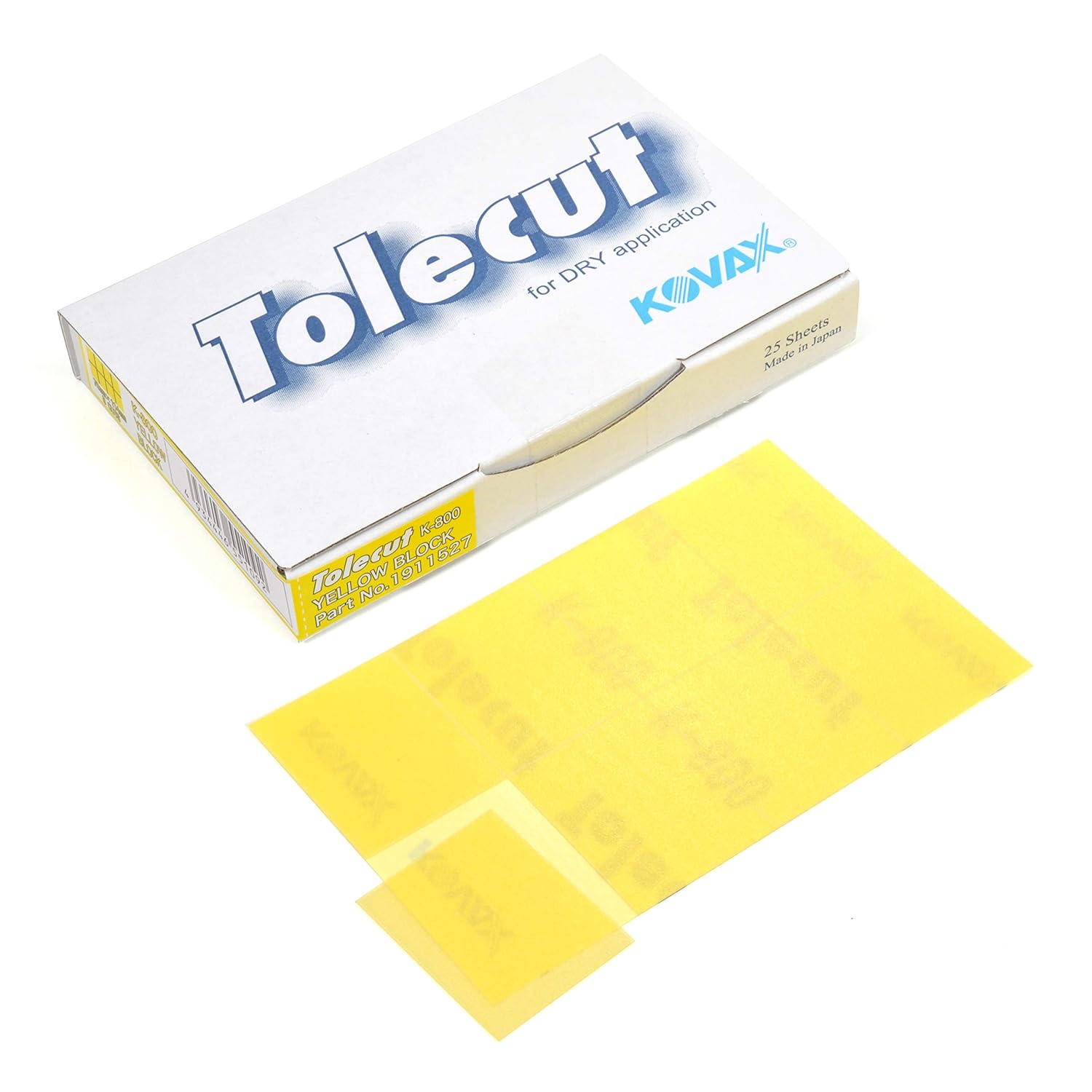 Kovax Tolecut 8 Cut Block Dry Sanding Sheets, Yellow K-800 (Pack of 25)