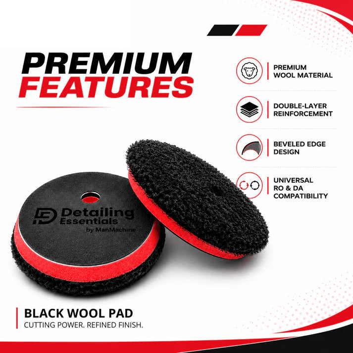 Detailing Essentials Heavy Cutting Wool Pad Black