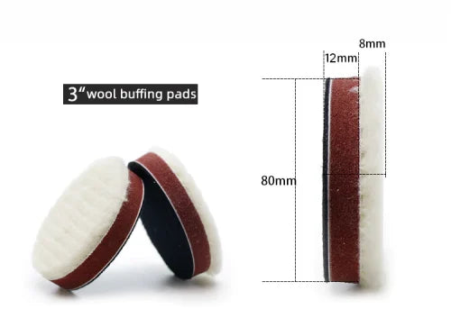 NORTHWOLF 3 INCH SHORT NAP WOOL PAD WITH FOAM (POLISHING PAD - 8MM)